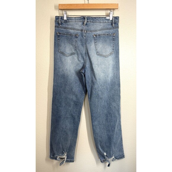 Almost Famous Straight Leg Distressed Dad Jeans Size 9 Juniors Denim Rue21 EUC - Picture 5 of 14